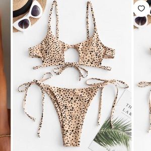 Zaful Dalmatian Print Tie Cutout Bikini Set NWOT